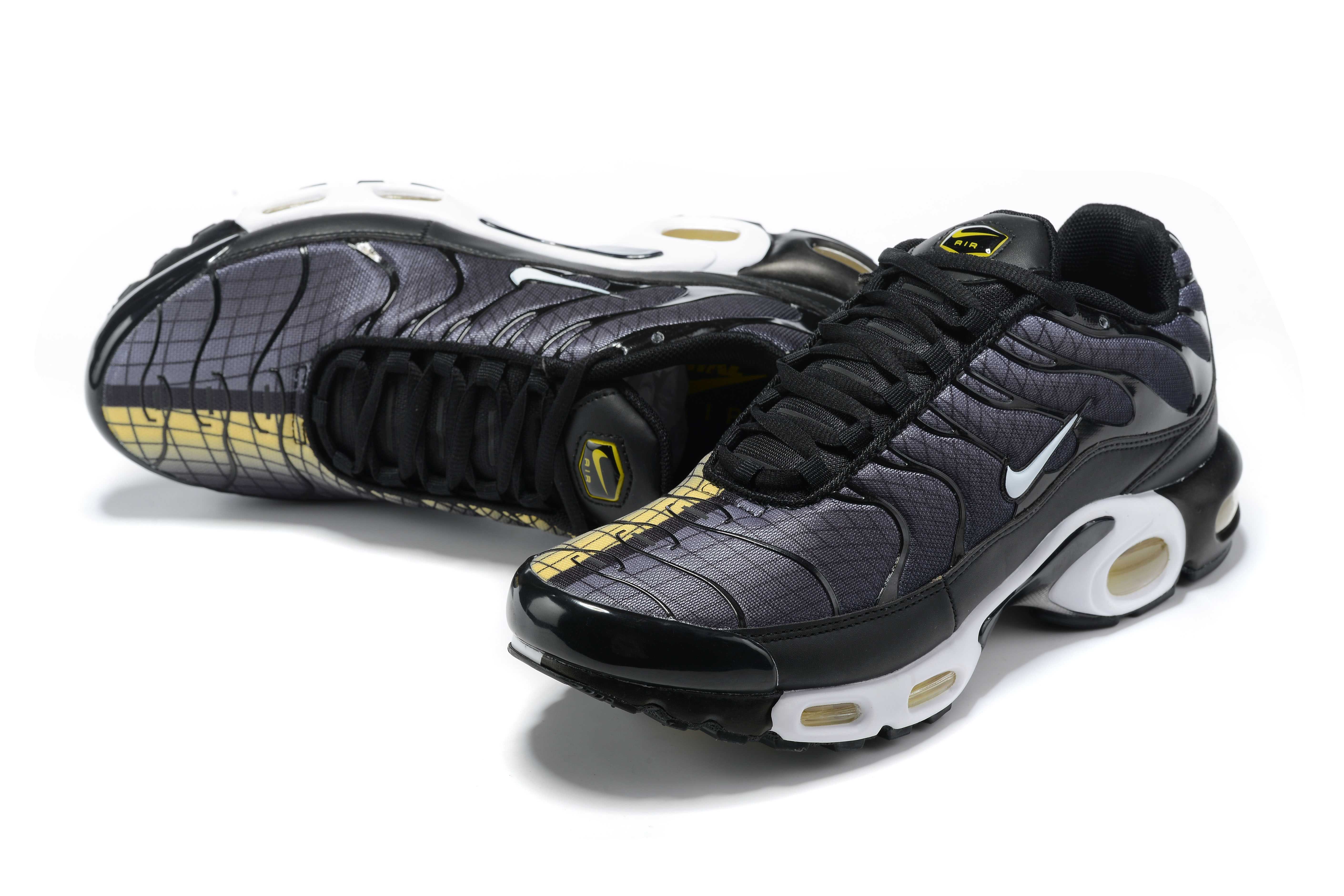 New Nike Air Max Plus Black Gold White Shoes